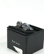 PAUL SMITH - Blue & Silver Logo Round Cufflinks - N/A