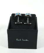 PAUL SMITH - Blue & Silver Logo Round Cufflinks - N/A