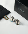 PAUL SMITH - Blue & Silver Logo Round Cufflinks - N/A
