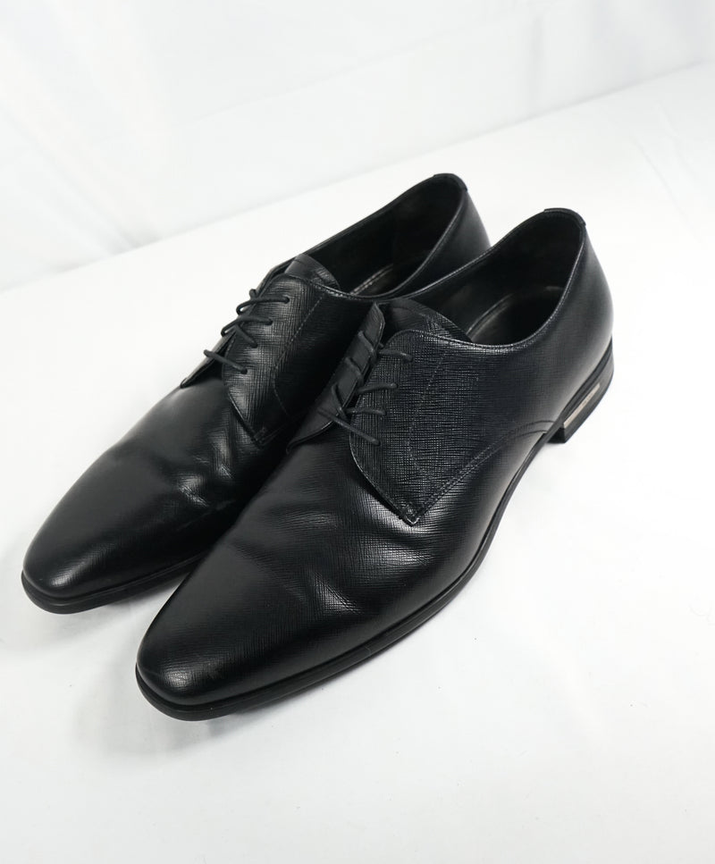 PRADA - Saffiano Leather Plain Vamp Spazzolato Oxfords With Logo Inset Heel - 12