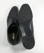 PRADA - Saffiano Leather Plain Vamp Spazzolato Oxfords With Logo Inset Heel - 12