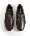 PRADA - Brown Penny Loafers W Silver Logo Lettering - 8