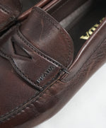 PRADA - Brown Penny Loafers W Silver Logo Lettering - 8