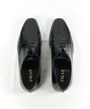 PRADA - Patent Leather Cap Toe Spazzolato Oxfords With Logo Inset Heel - 9.5