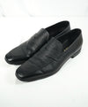 PRADA - Asymmetrical Saffiano Leather Logo Penny Loafers Black - 11US