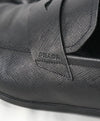 PRADA - Asymmetrical Saffiano Leather Logo Penny Loafers Black - 11US