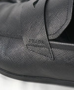 PRADA - Asymmetrical Saffiano Leather Logo Penny Loafers Black - 11US