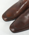 PRADA - Asymmetrical Leather Logo Penny Loafers Brown - 8.5