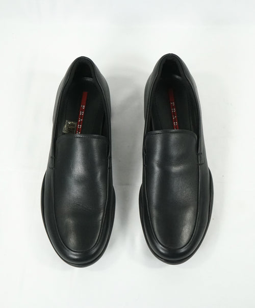 PRADA - Linea Rossa Plain Vamp Black Loafers  - 8.5