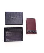 PRADA - Zigzag Burgundy "Greche" Saffiano Leather Wallet- N/A
