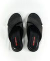 PRADA - Linea Rossa Black Crisscross Raised Leather Slide Sandals - 8.5