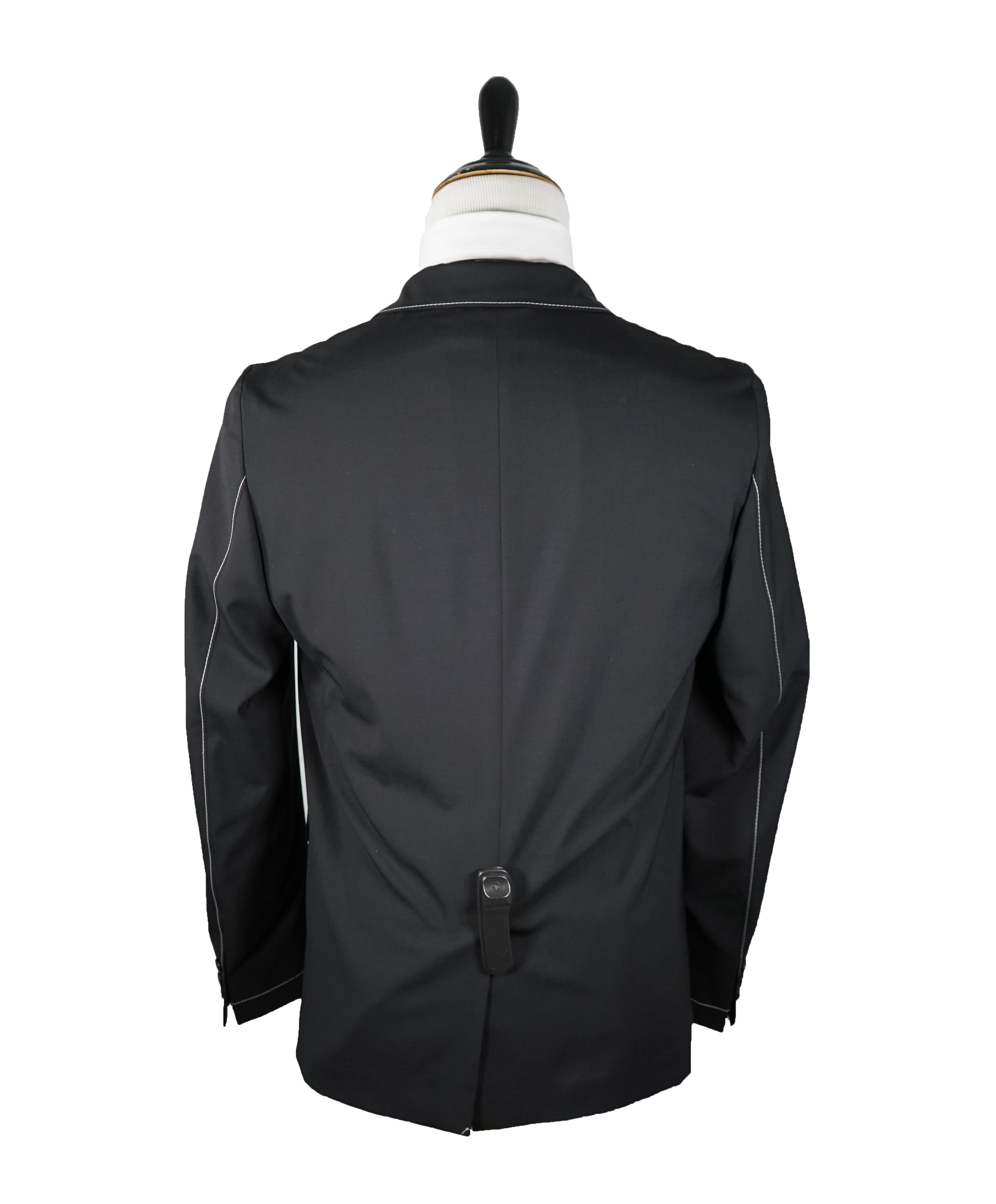PRADA - Light Unlined Wool Blazer Black With Contrast Stitching - 38R