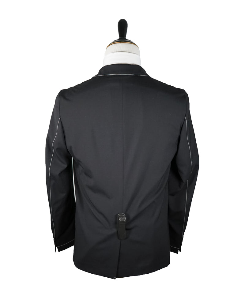 PRADA - Light Unlined Wool Blazer Black With Contrast Stitching - 38R