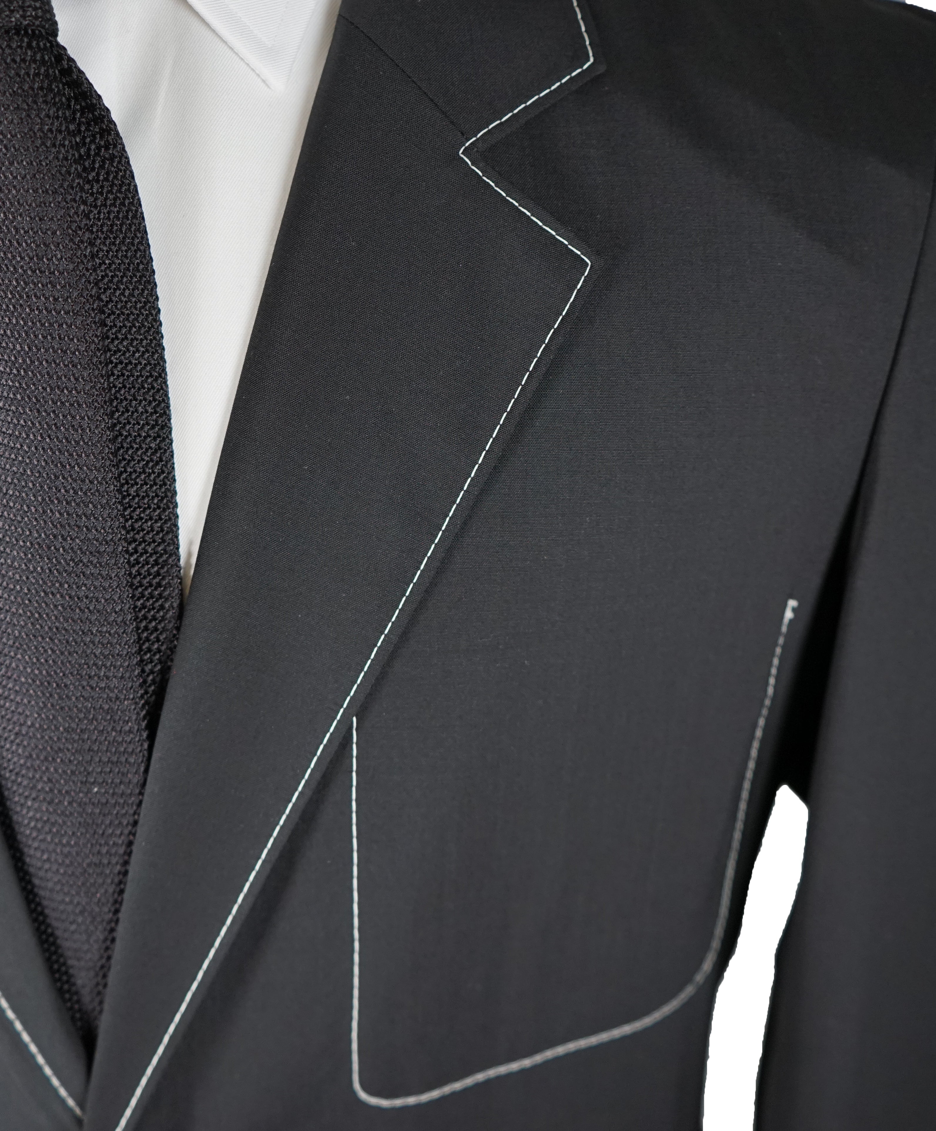 PRADA - Light Unlined Wool Blazer Black With Contrast Stitching - 38R