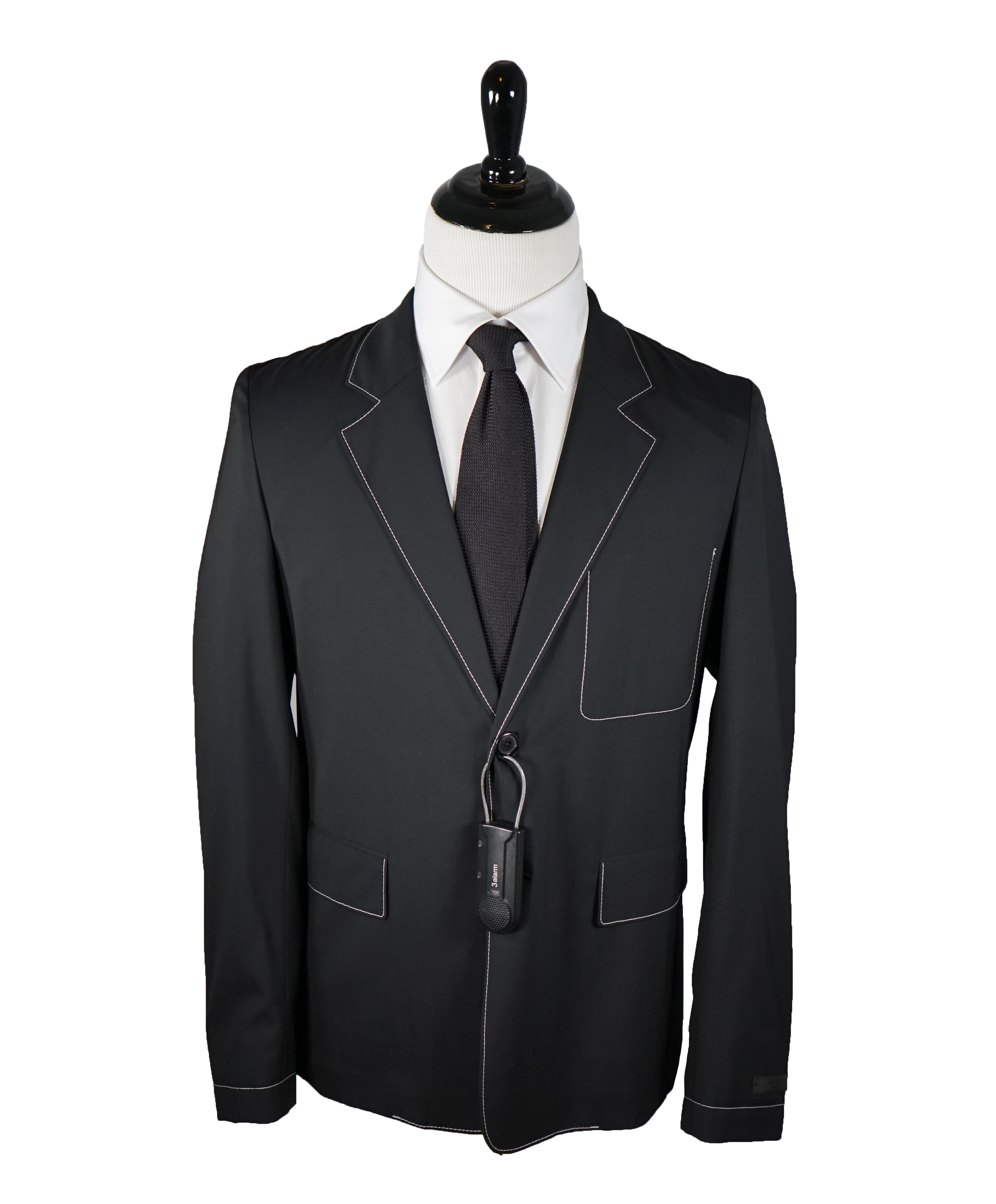 PRADA - Light Unlined Wool Blazer Black With Contrast Stitching - 38R