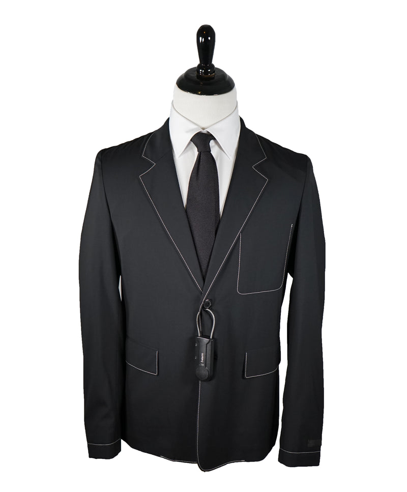 PRADA - Light Unlined Wool Blazer Black With Contrast Stitching - 38R