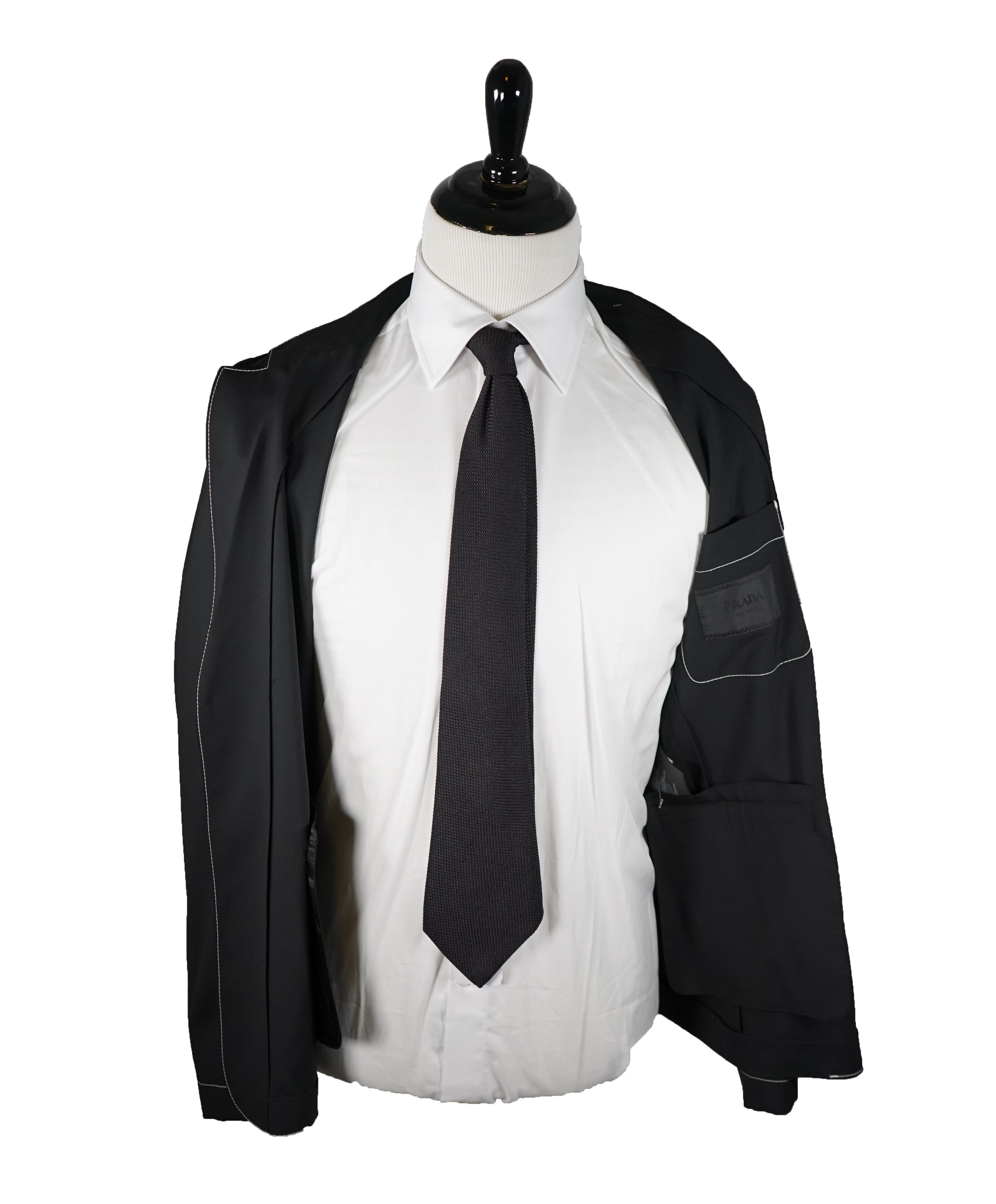 PRADA - Light Unlined Wool Blazer Black With Contrast Stitching - 38R