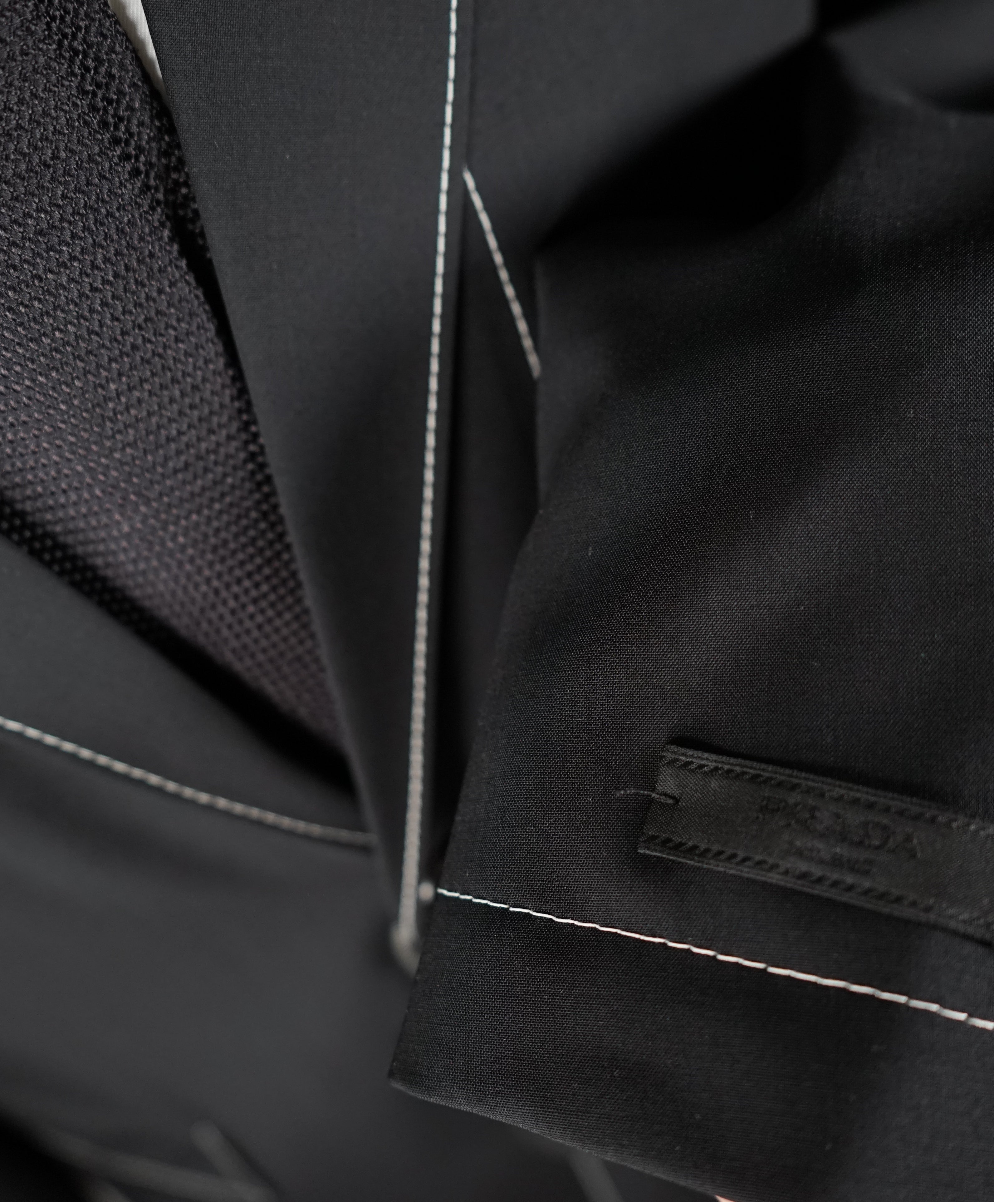 PRADA - Light Unlined Wool Blazer Black With Contrast Stitching - 38R
