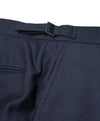 RALPH LAUREN BLACK LABEL - Navy Blue Plaid Dress Pants With Side Tabs - 37W