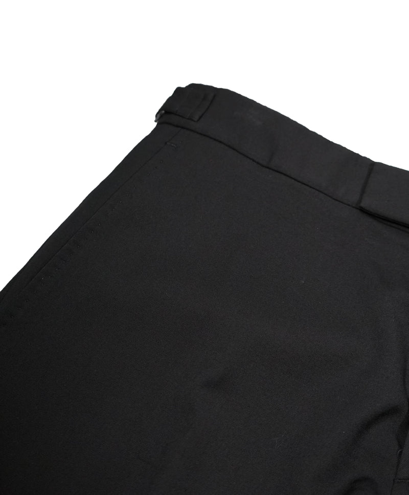 RALPH LAUREN BLACK LABEL - Solid Black Dress Pants With Side Tabs - 31W
