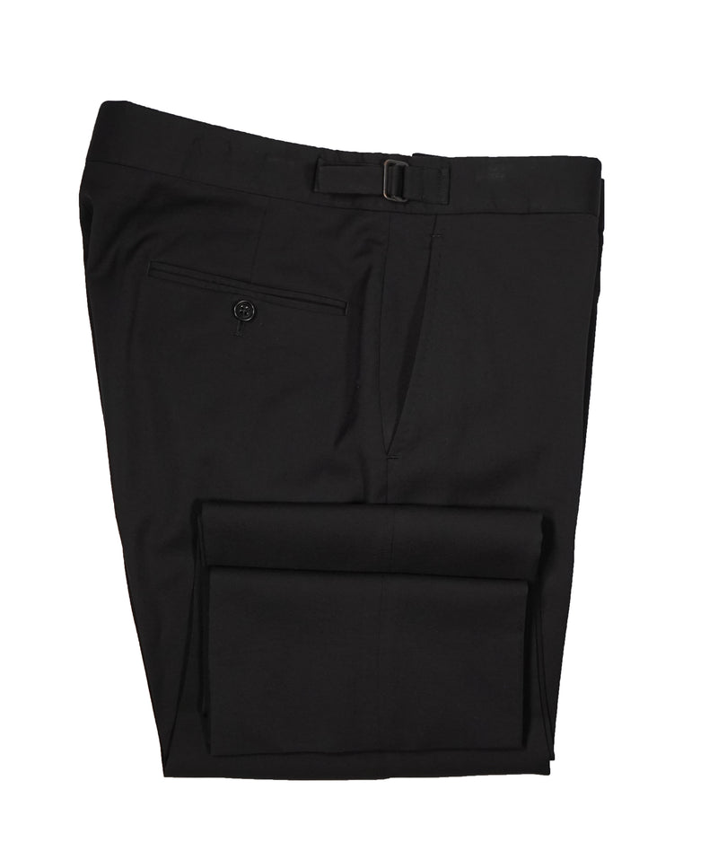 RALPH LAUREN BLACK LABEL - Solid Black Dress Pants With Side Tabs - 31W