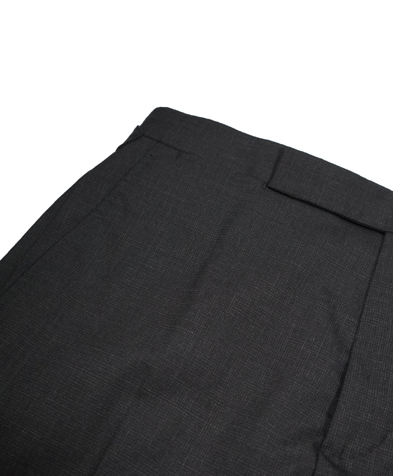 RALPH LAUREN BLUE LABEL - Gray Micro Check Dress Pants With Side Tabs - 29W