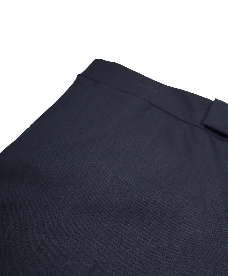 RALPH LAUREN BLUE LABEL - Navy Textured Weave Dress Pants With Side Tabs - 36W