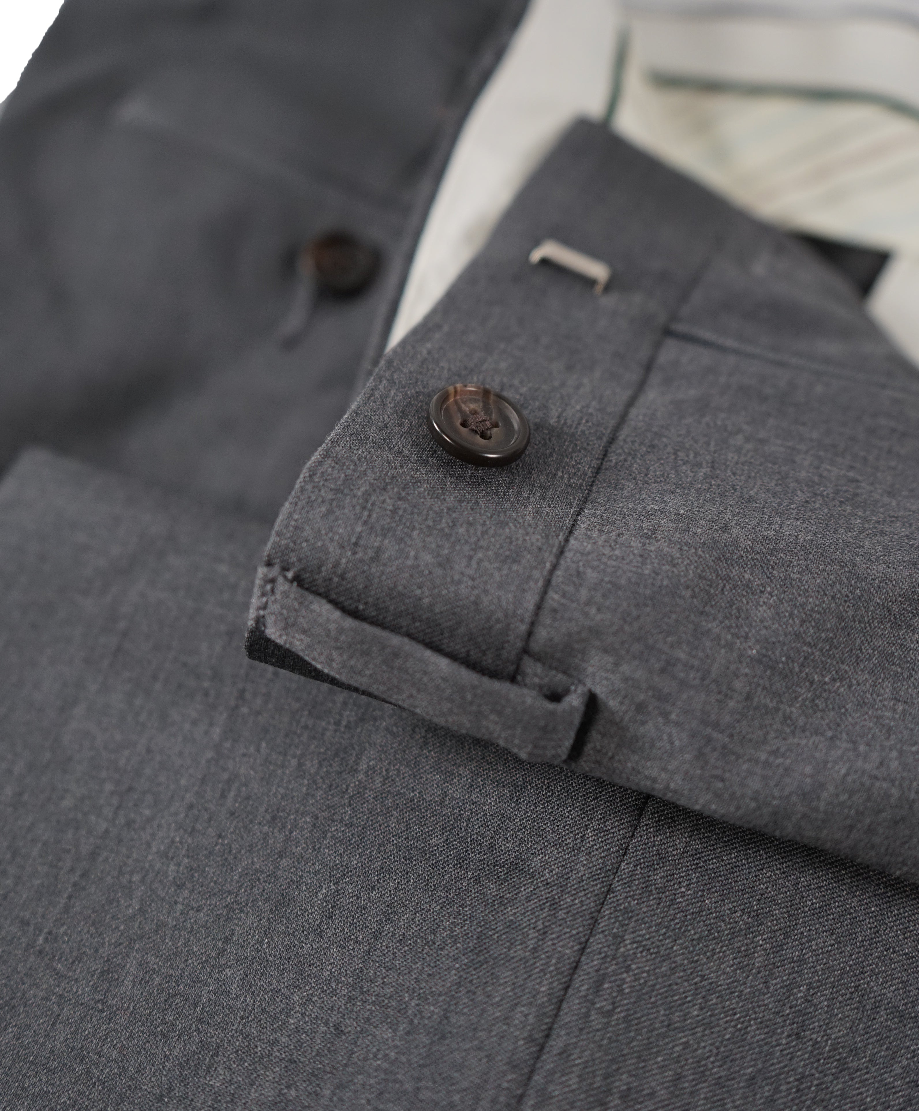 RALPH LAUREN GREEN LABEL - LAUREN Gray Wool Flat Front Dress Pants - 33W