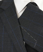 RALPH LAUREN PURPLE LABEL - Gray & Blue Plaid Windowpane “Anthony” Suit - 42L