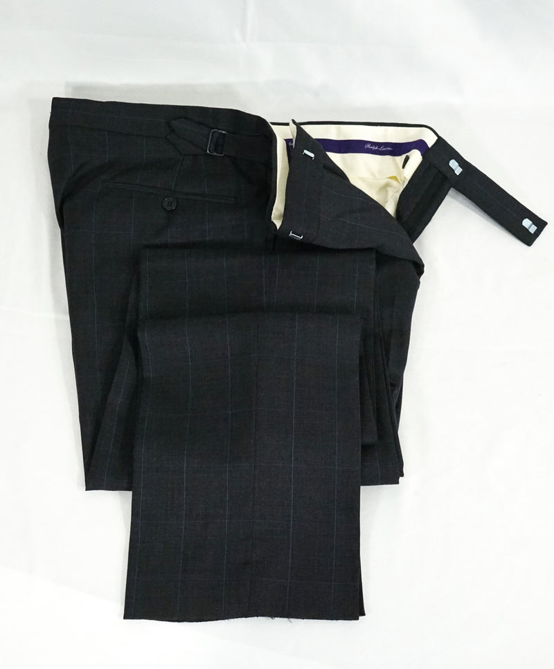 RALPH LAUREN PURPLE LABEL - Gray & Blue Plaid Windowpane “Anthony” Suit - 42L