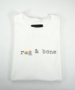 Rag & Bone - “Tri-Color Logo” Cotton White Crew Neck Tee - S