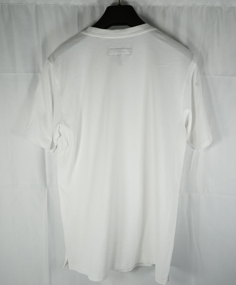 Rag & Bone - “Tri-Color Logo” Cotton White Crew Neck Tee - S