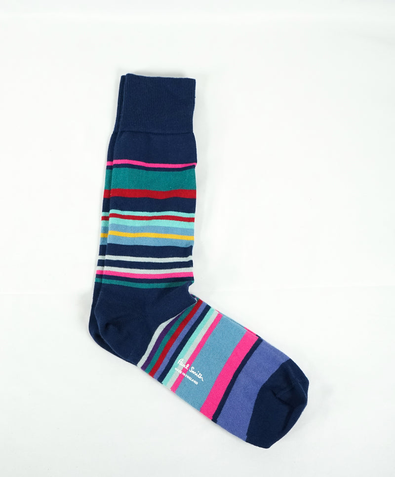 PAUL SMITH - Multi-Colored Navy & Pink Cotton Socks - N/A