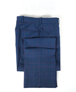 SAKS FIFTH AVE - Bold Blue & Red Plaid Flat Front Dress Pants - 29W