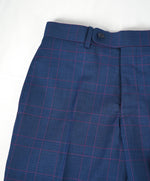 SAKS FIFTH AVE - Bold Blue & Red Plaid Flat Front Dress Pants - 29W
