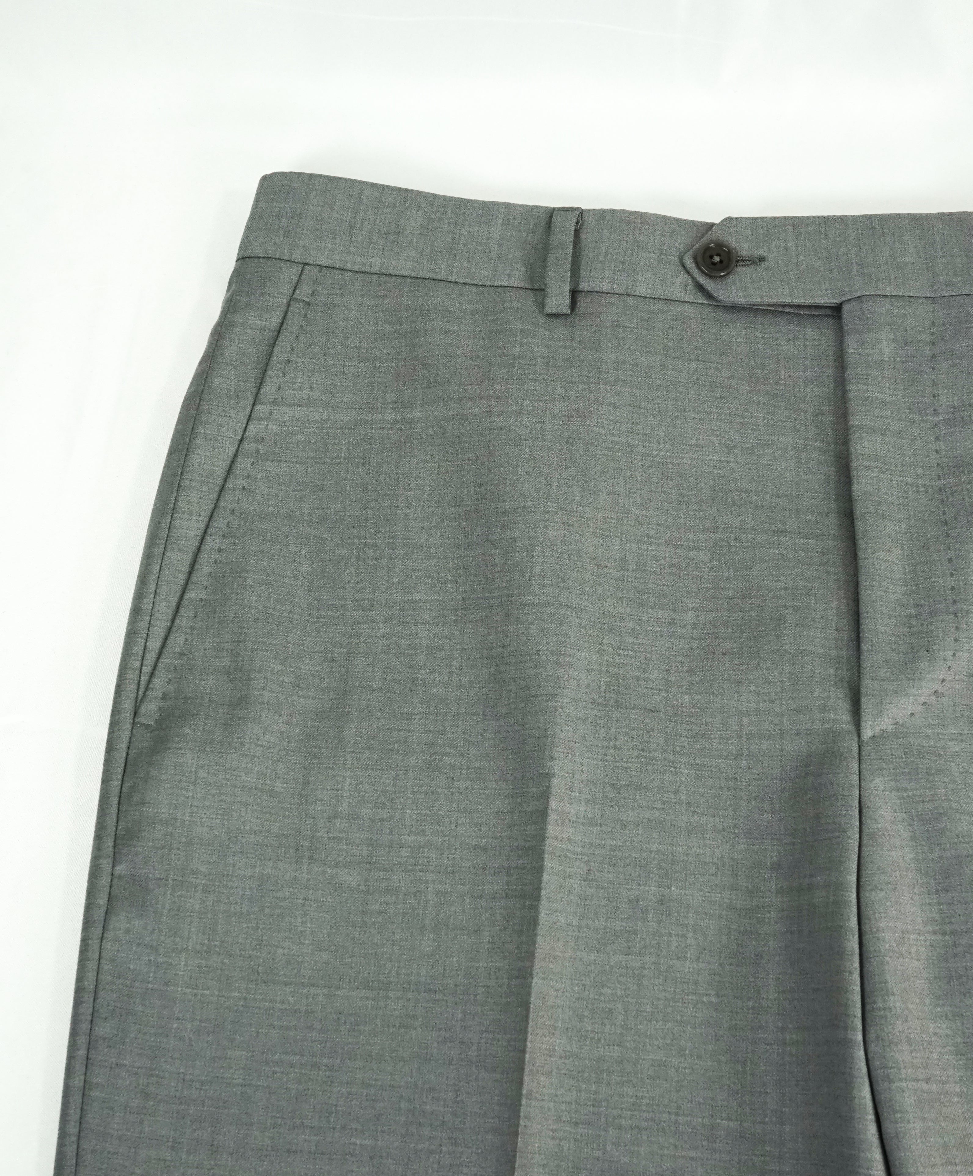 SAKS FIFTH AVE -Gray Wool MADE IN ITALY Flat Front Dress Pants -  36W