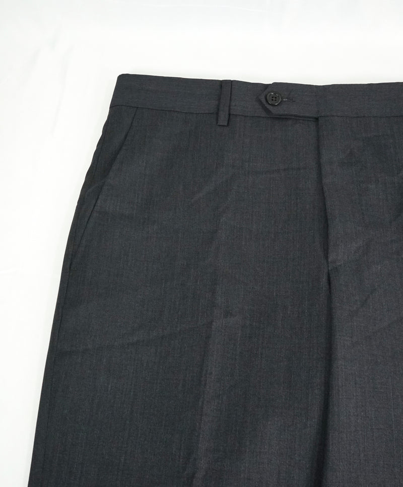 SAKS FIFTH AVE -Charcoal Wool & Silk MADE IN ITALY Flat Front Dress Pants -  34W