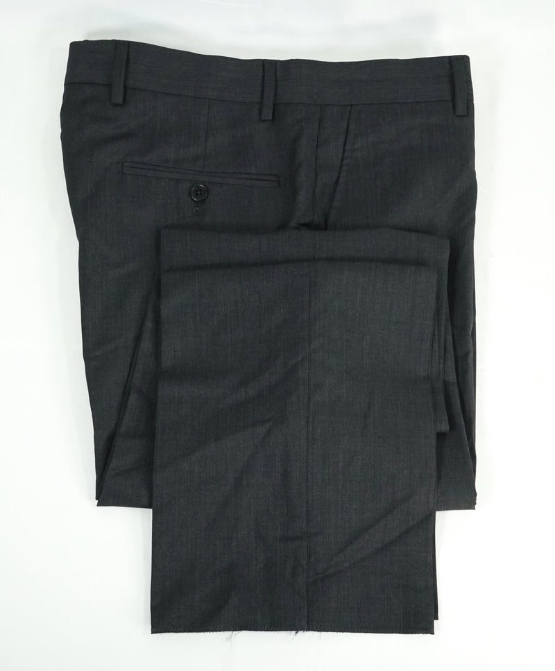 SAKS FIFTH AVE - Charcoal Wool & Silk MADE IN ITALY Flat Front Dress Pants -  32W