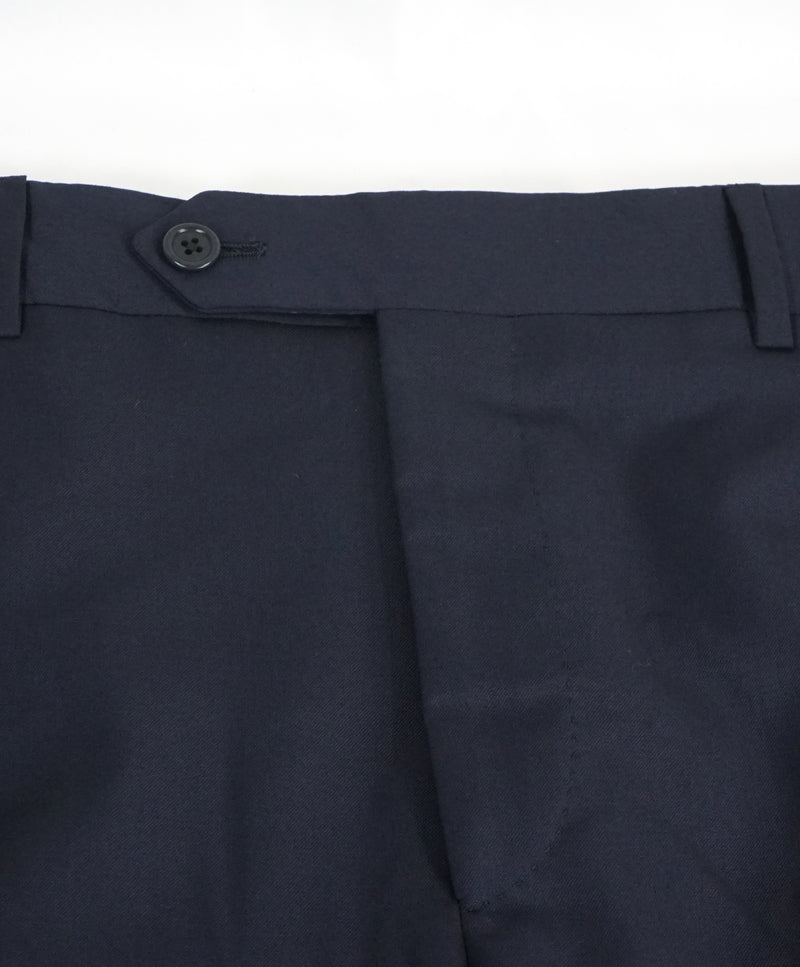 SAKS FIFTH AVE -Navy Wool & Silk MADE IN ITALY Flat Front Dress Pants-  34W