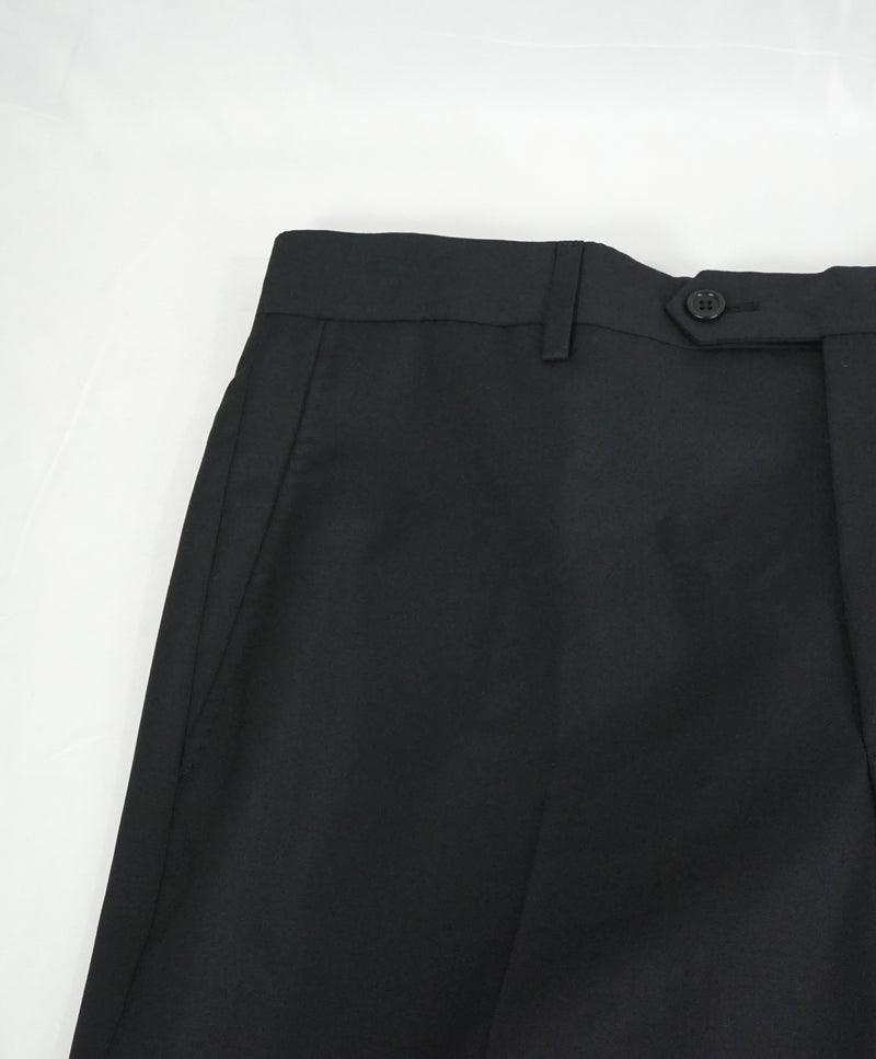 SAKS FIFTH AVE -Black Wool & Silk MADE IN ITALY Flat Front Dress Pants- 34W