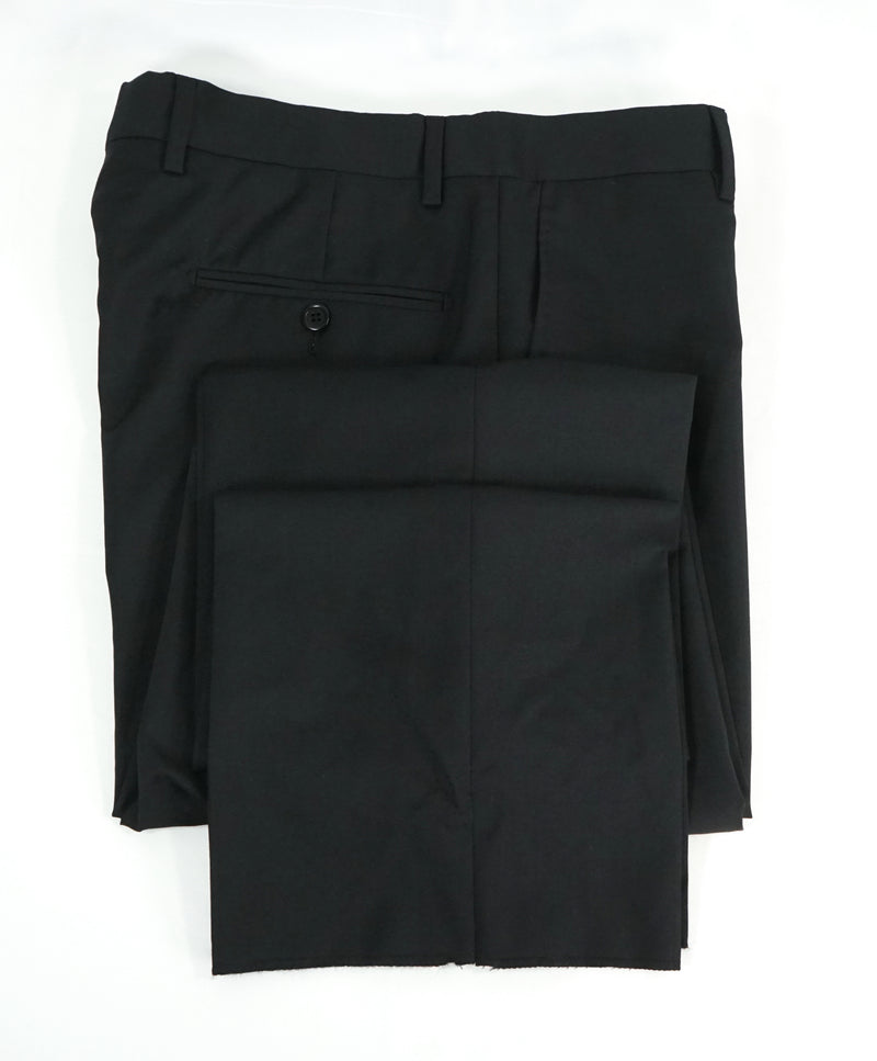 SAKS FIFTH AVE -Black Wool & Silk MADE IN ITALY Flat Front Dress Pants- 34W