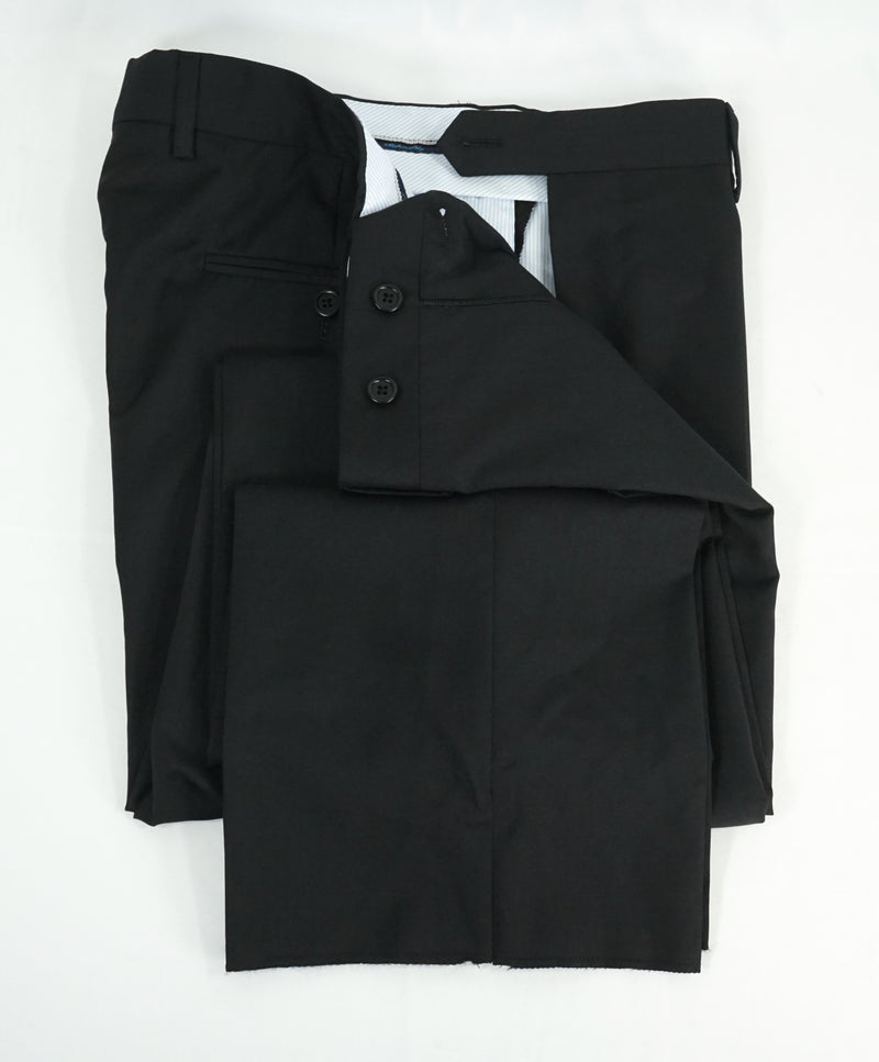 SAKS FIFTH AVE -Black Wool & Silk MADE IN ITALY Flat Front Dress Pants- 34W