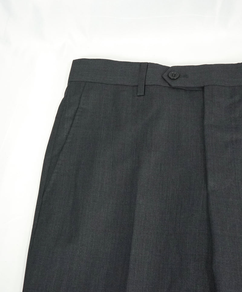 SAKS FIFTH AVE - Charcoal Wool & Silk MADE IN ITALY Flat Front Dress Pants - 30W