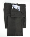 SAKS FIFTH AVE -Brown Wool MADE IN ITALY Plaid Check Flat Front Dress Pants - 34W