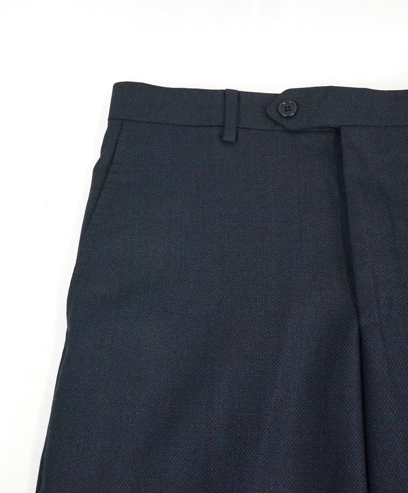 SAKS FIFTH AVE - Blue Birdseye Melange MADE IN ITALY Flat Front Dress Pants - 30W