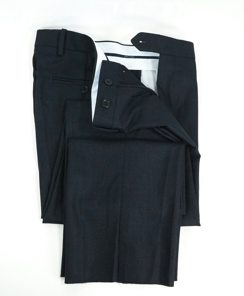 SAKS FIFTH AVE - Blue Birdseye Melange MADE IN ITALY Flat Front Dress Pants - 30W