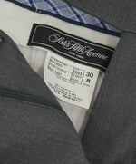 SAKS FIFTH AVE - Super 100's Gray Solid Made In Canada Flat Front Dress Pants - 30W