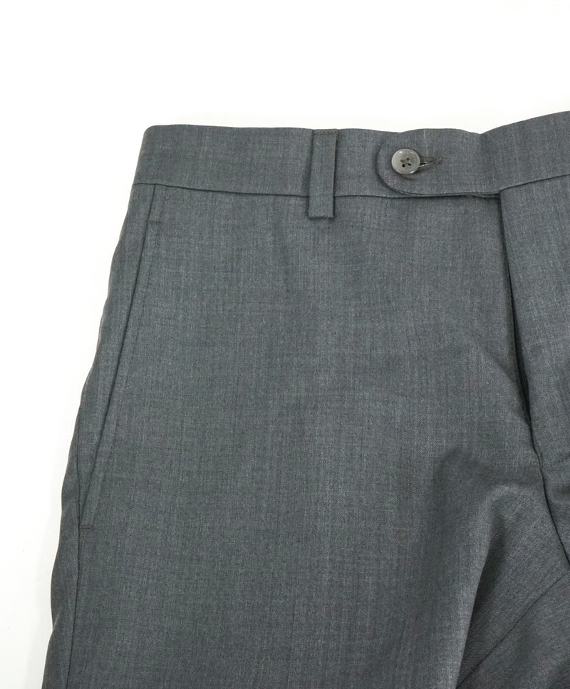 SAKS FIFTH AVE - Super 100's Gray Solid Made In Canada Flat Front Dress Pants - 30W