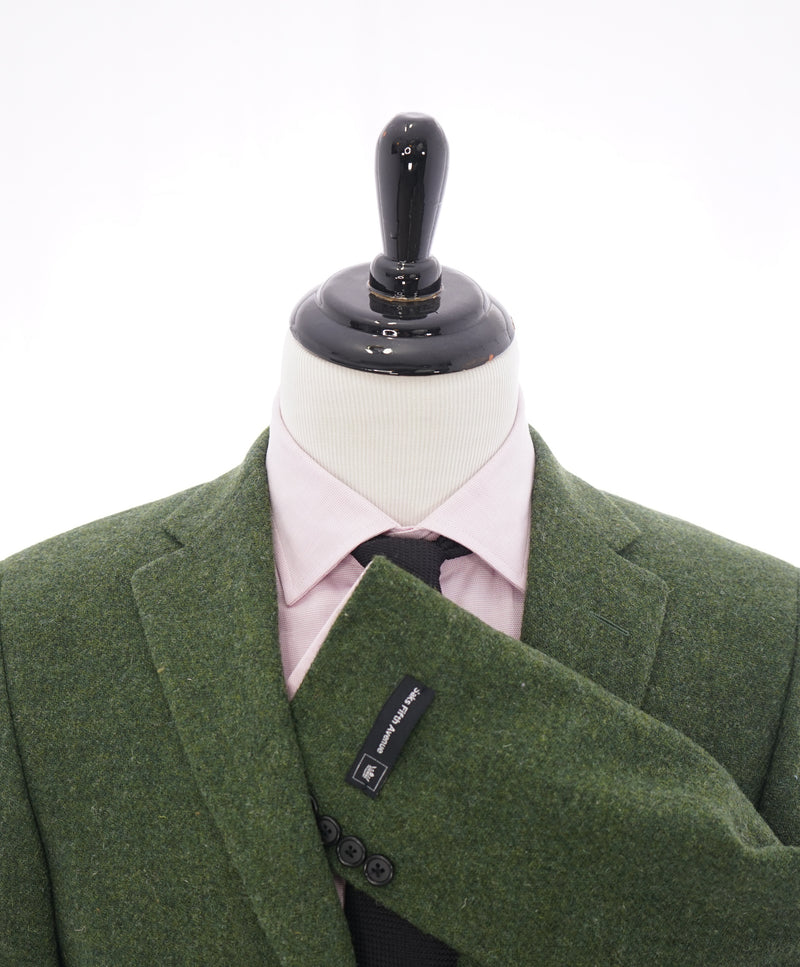 SAKS 5TH AVE BY HICKEY FREEMAN - Green Flannel Wool Blazer -  38R