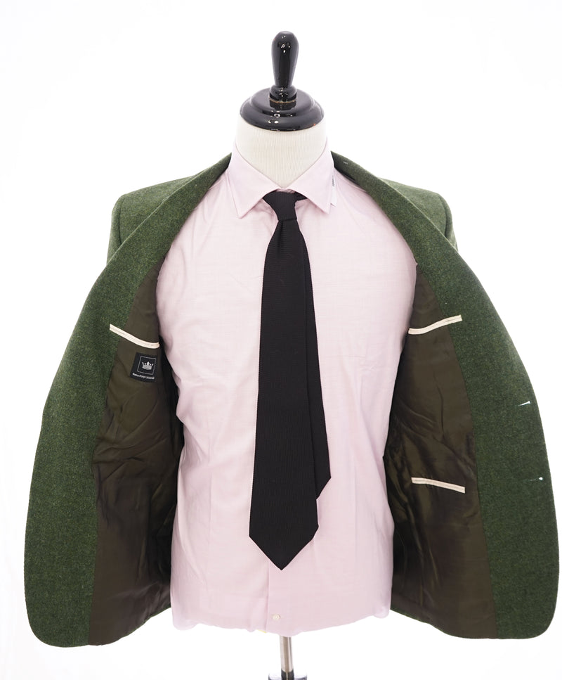 SAKS 5TH AVE BY HICKEY FREEMAN - Green Flannel Wool Blazer -  38R